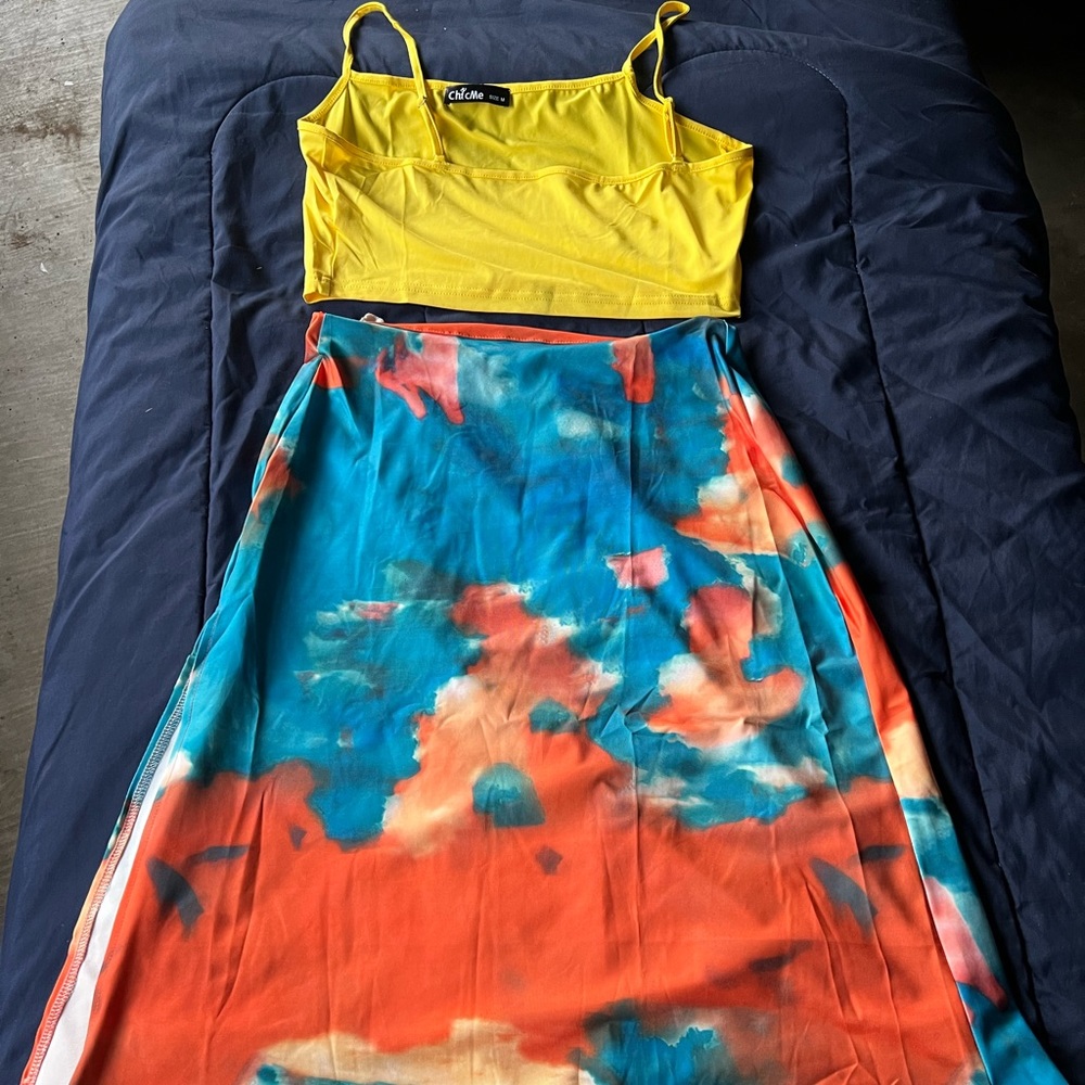 Beautiful two piece. Skirt and crop top.